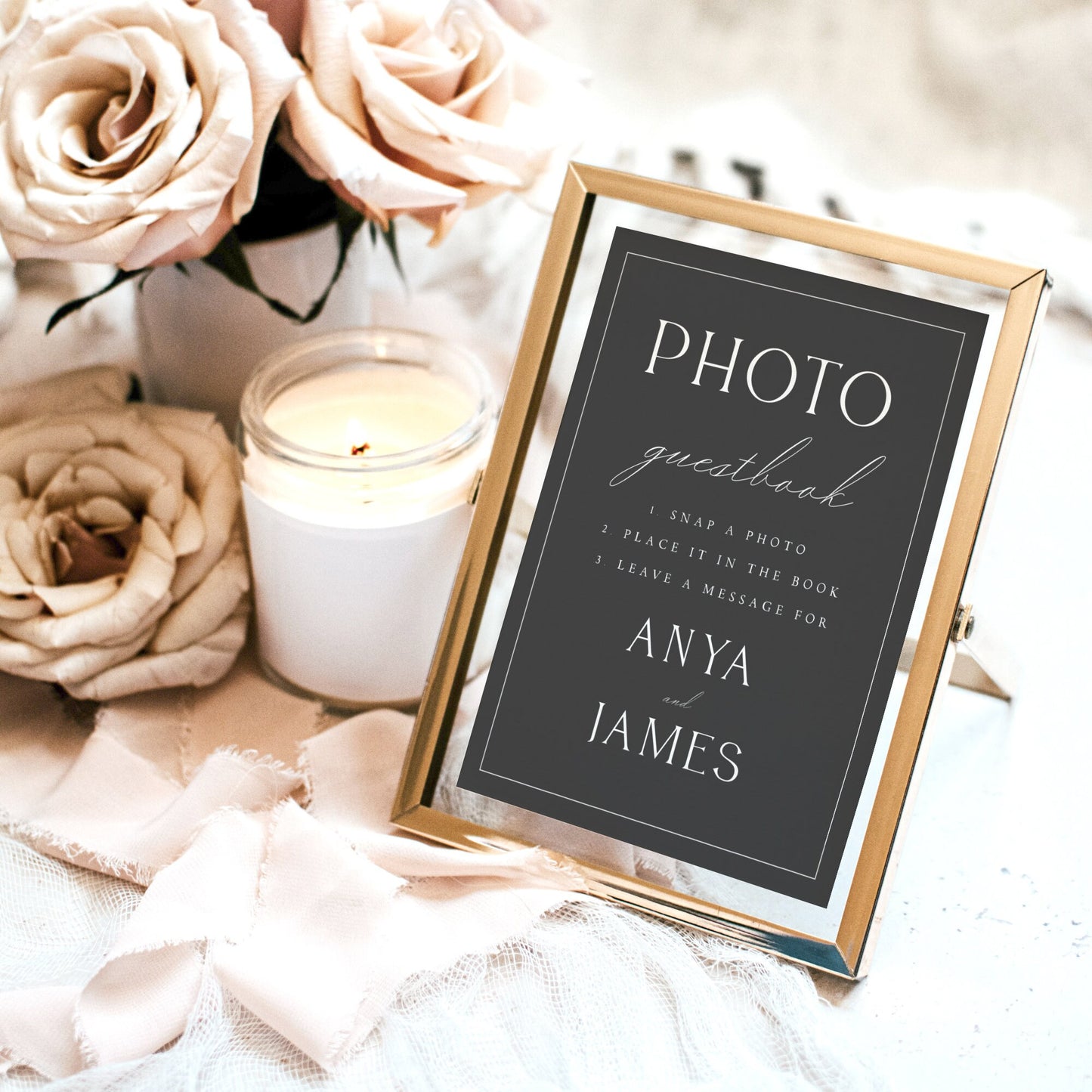 Anya Editable Elegant Wedding Photo Guestbook Sign Template