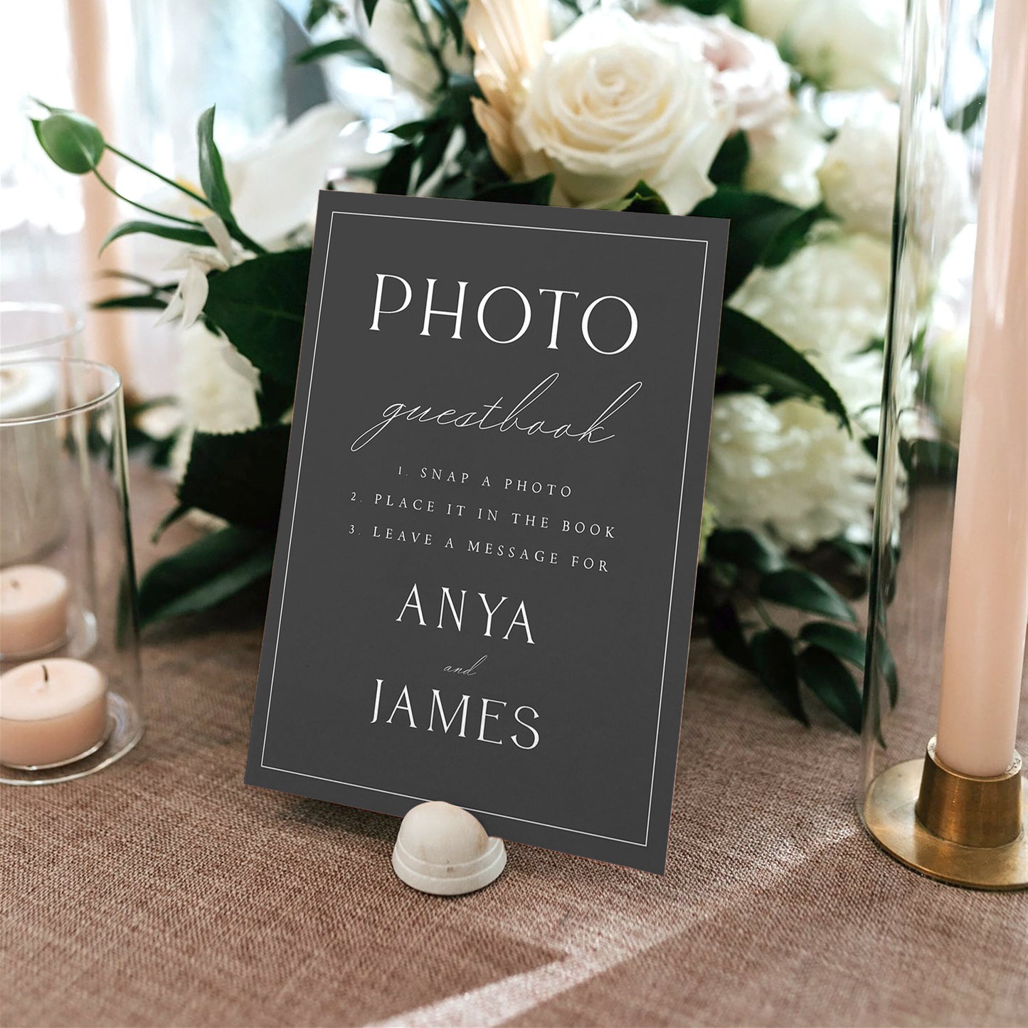 Anya Editable Elegant Wedding Photo Guestbook Sign Template