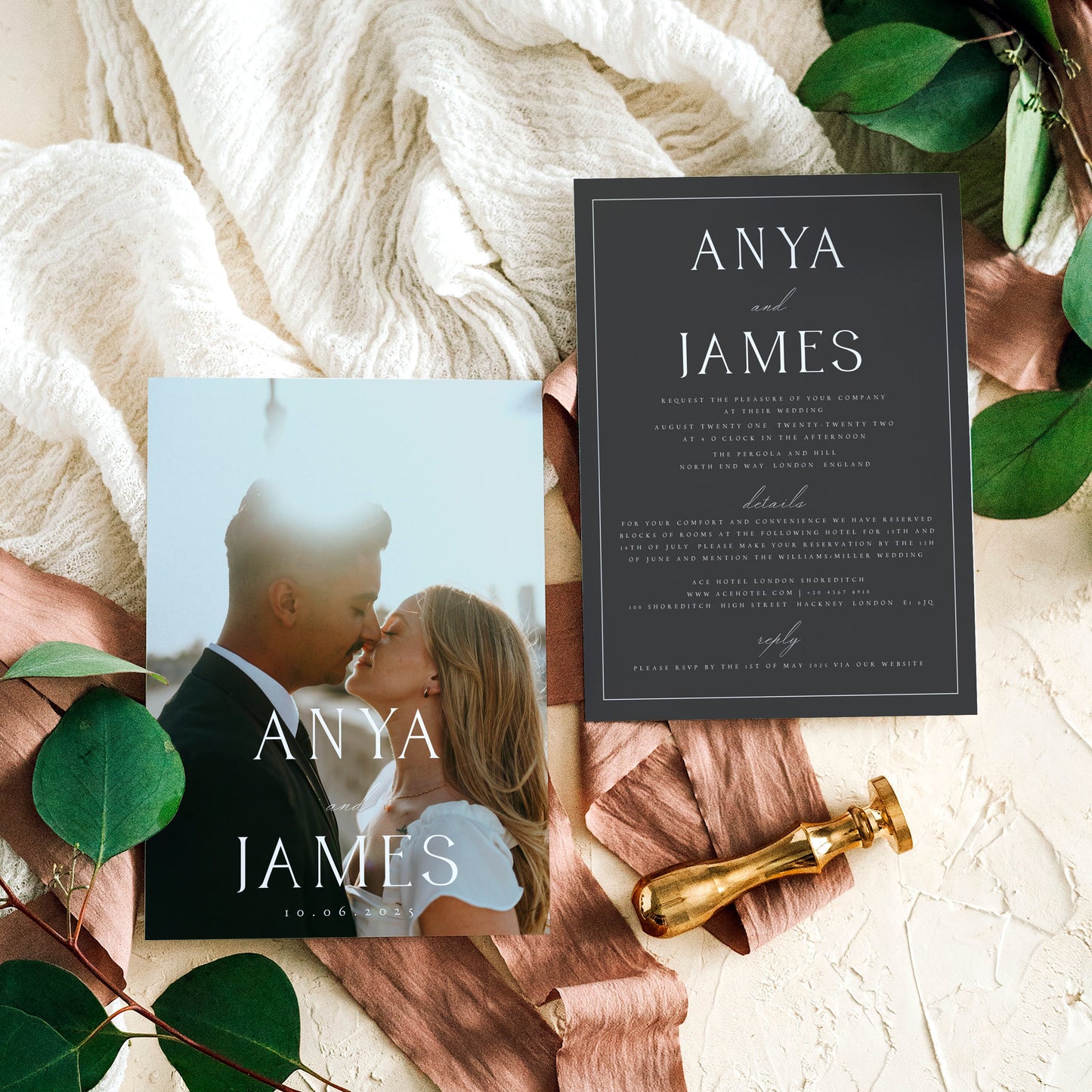 Anya Elegant Photo Wedding Invitation Template Set