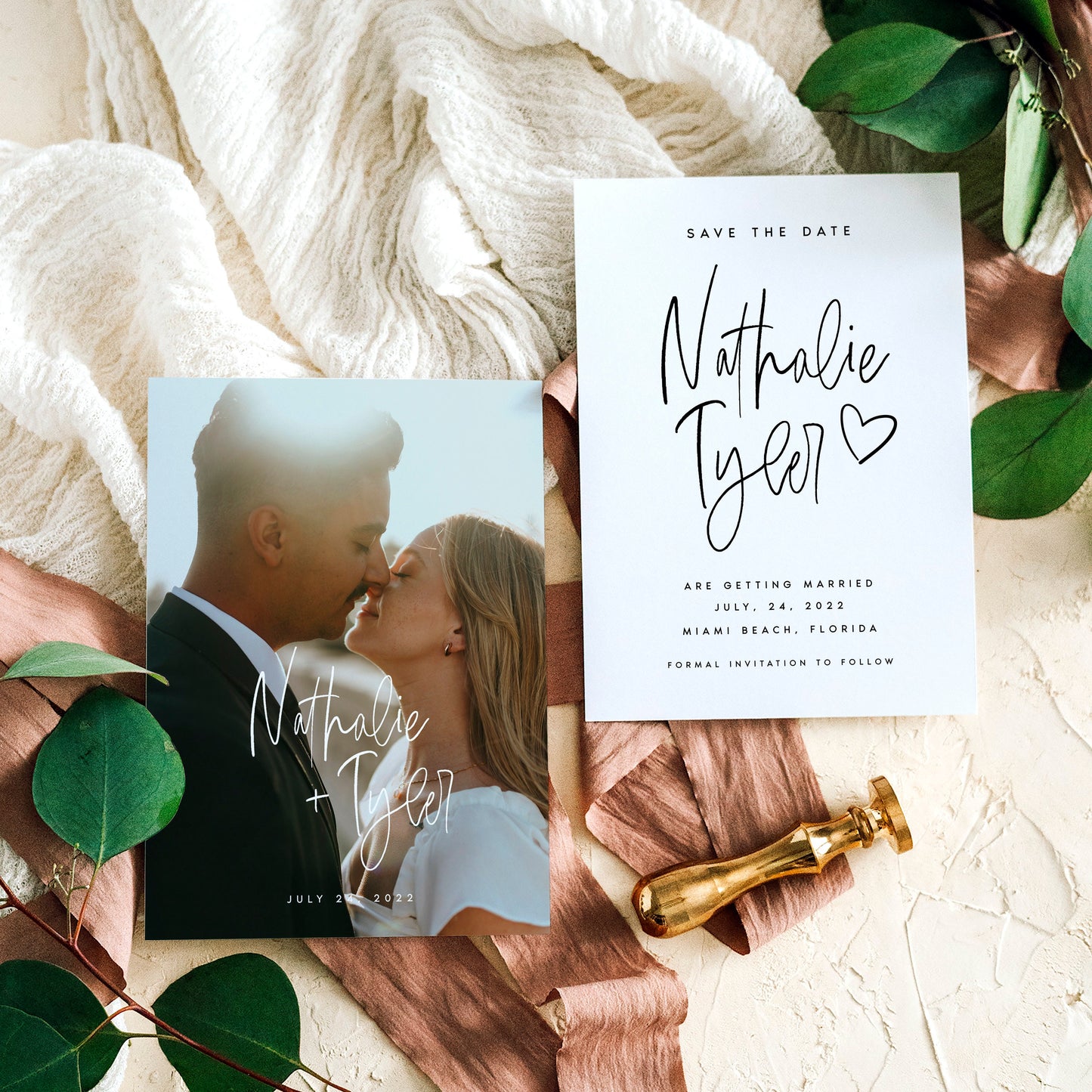 Nathalie Double-Sided Photo Save the Date Template