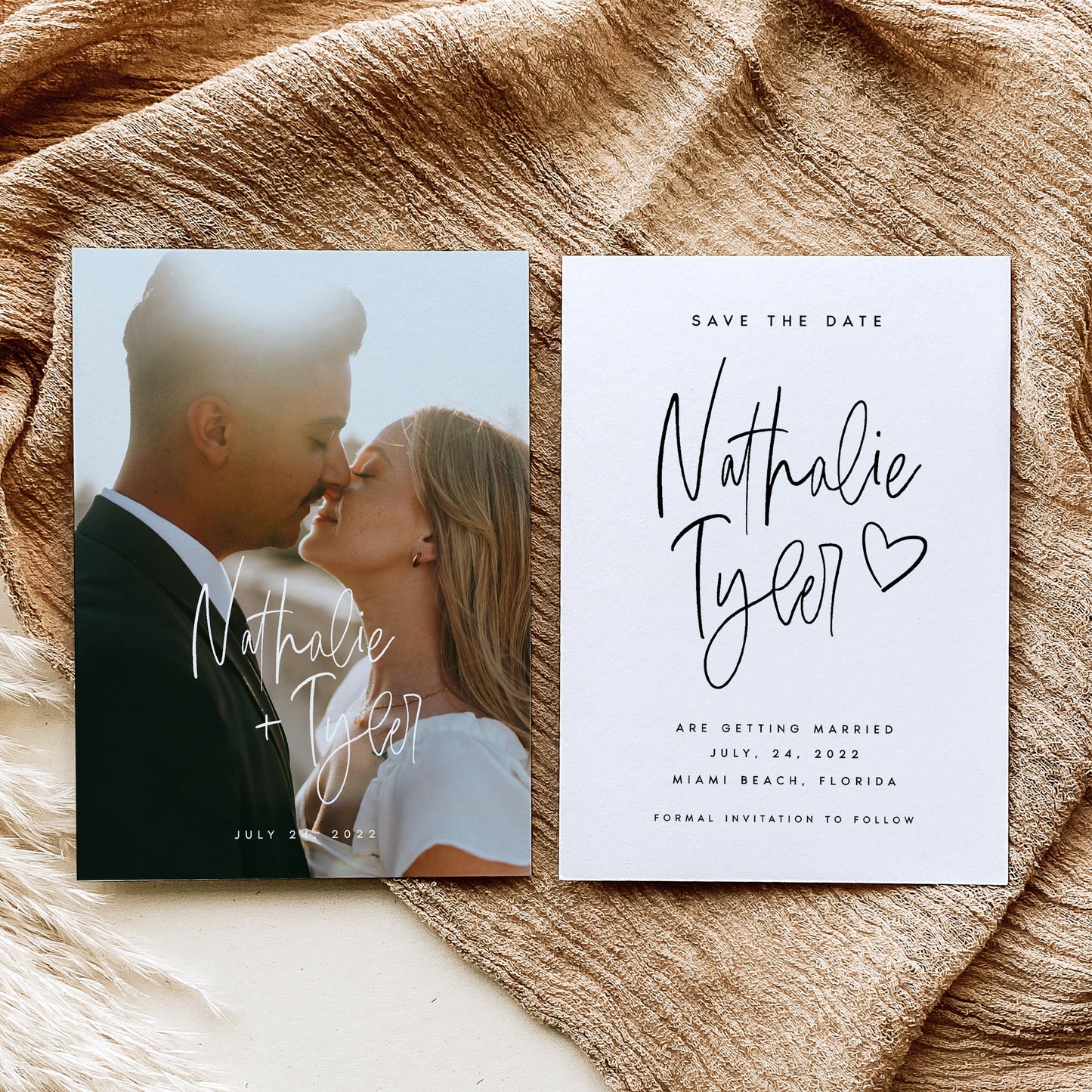 Nathalie Double-Sided Photo Save the Date Template