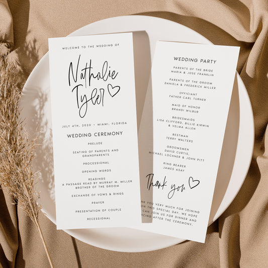 Nathalie Modern Wedding Program Template