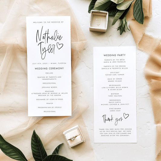 Nathalie Modern Wedding Program Template