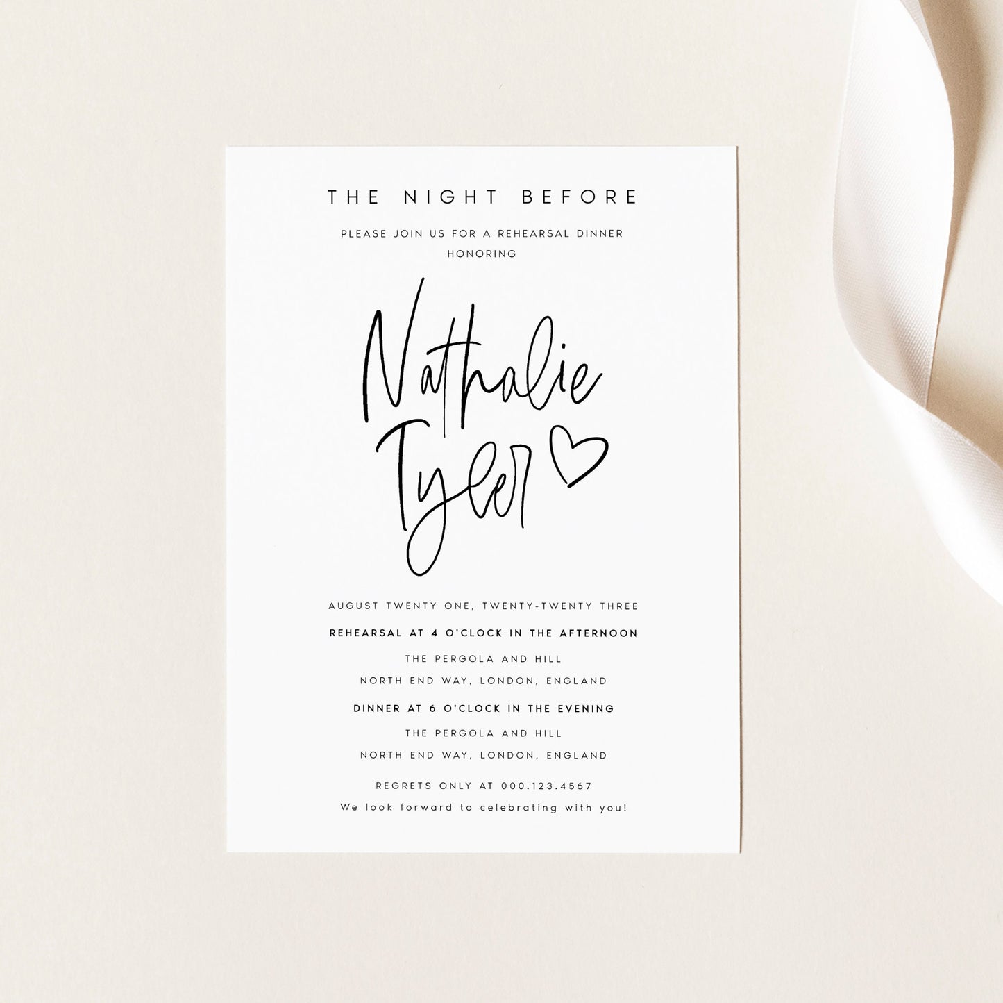 Nathalie Rehearsal Dinner Invitation Template