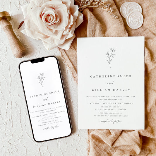 Catherine Botanical Wedding Invitation Template