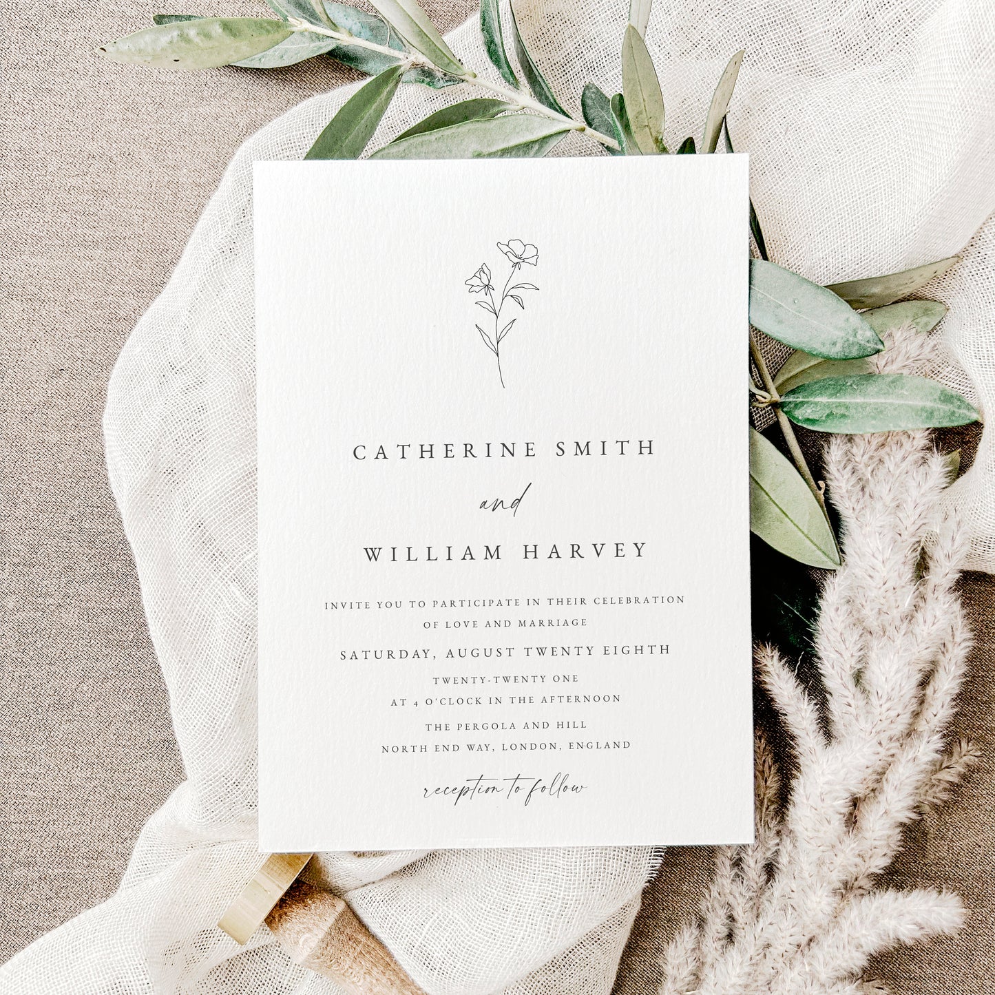 Catherine Botanical Wedding Invitation Template